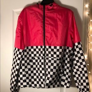 Forever 21 Pink Checkerboard Zip-up Windbreaker